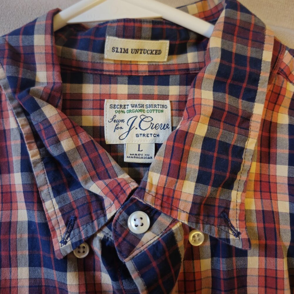 J. Crew Slim Untucked Organic Cotton Men's Button Down Size L/M